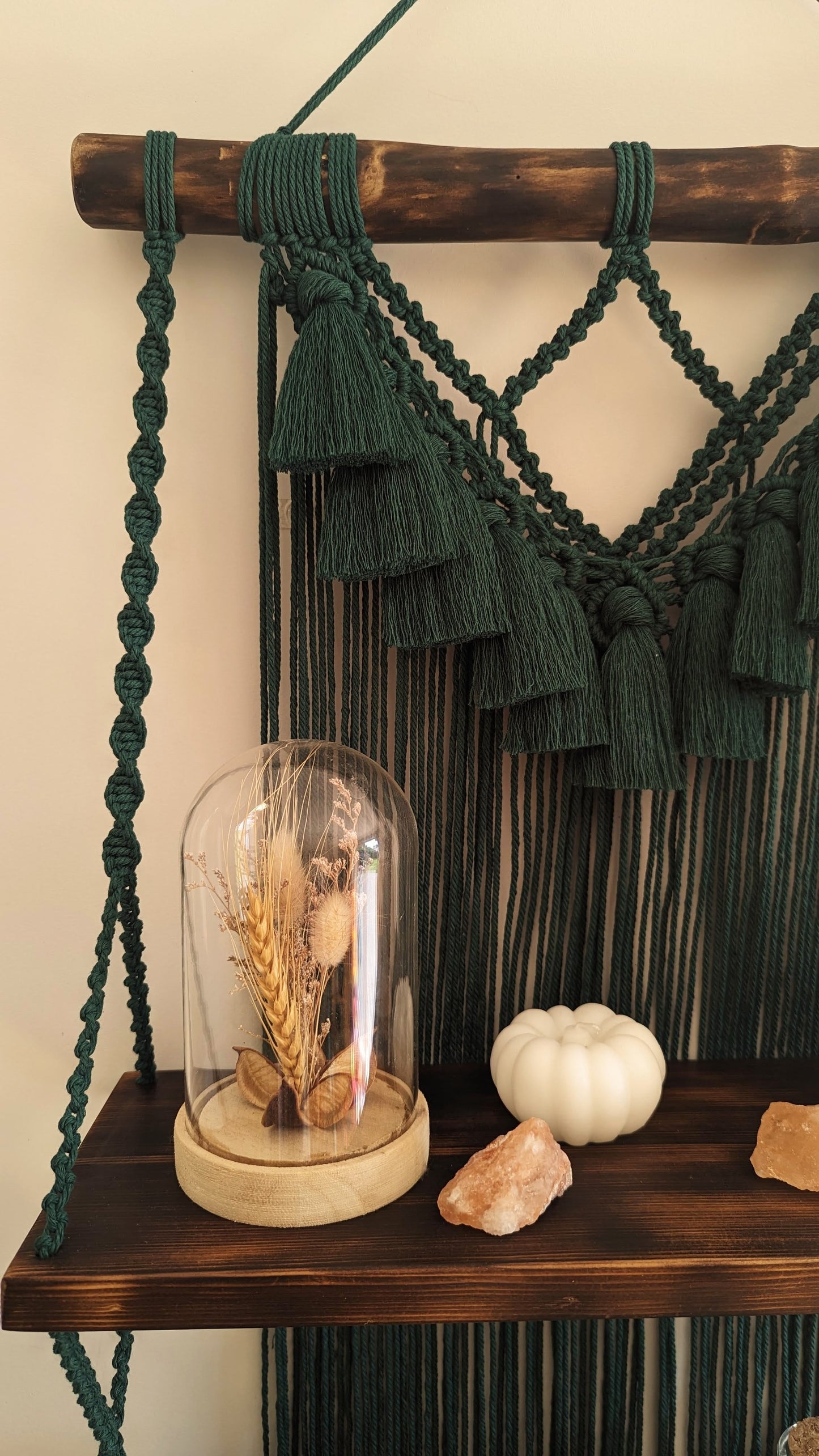 MADE TO ORDER: Green Double Macrame Shelf