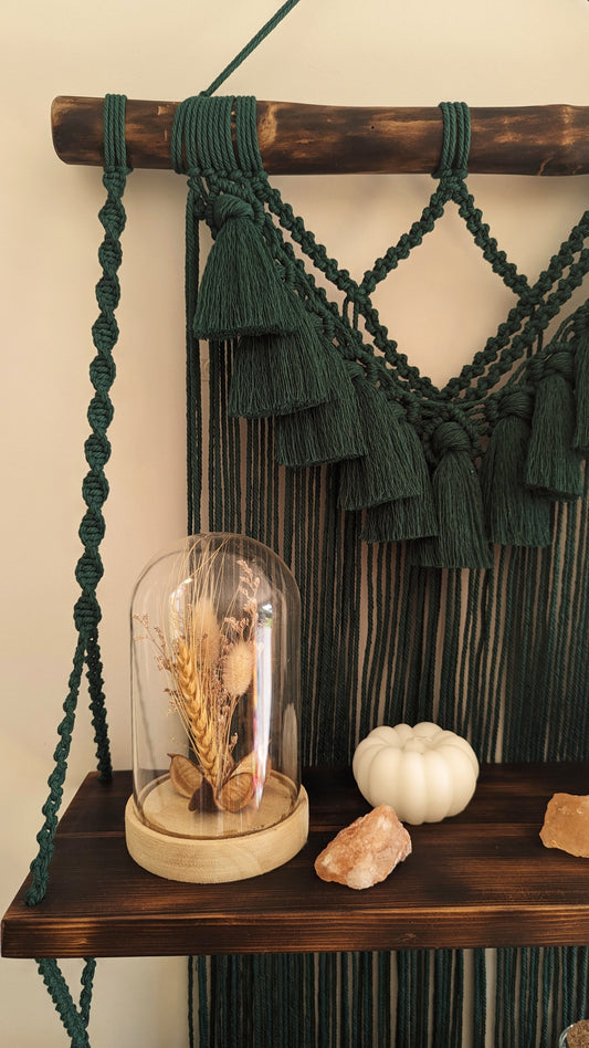 MADE TO ORDER: Green Double Macrame Shelf